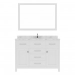 Caroline 48" Bath Vanity in White, Quartz Top, Sink, MS-2048-CMRO-WH