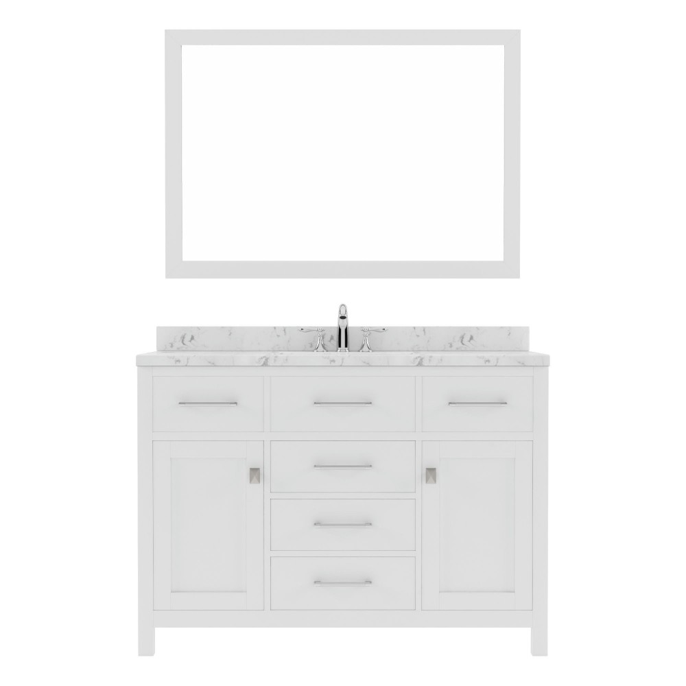 Caroline 48" Bath Vanity in White, Quartz Top, Sink, MS-2048-CMRO-WH