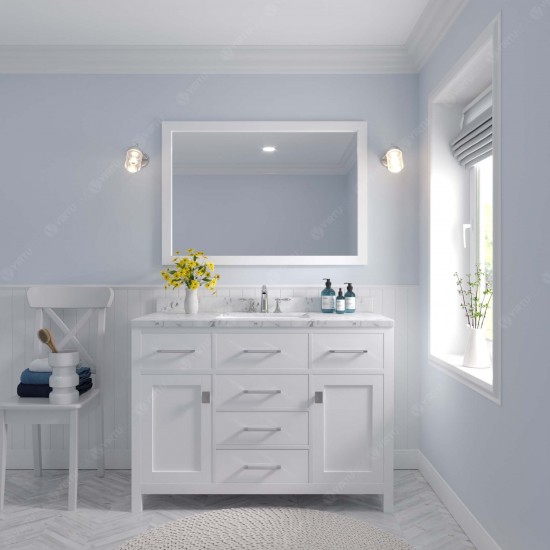 Caroline 48" Bath Vanity in White, Quartz Top, Sink, MS-2048-CMRO-WH