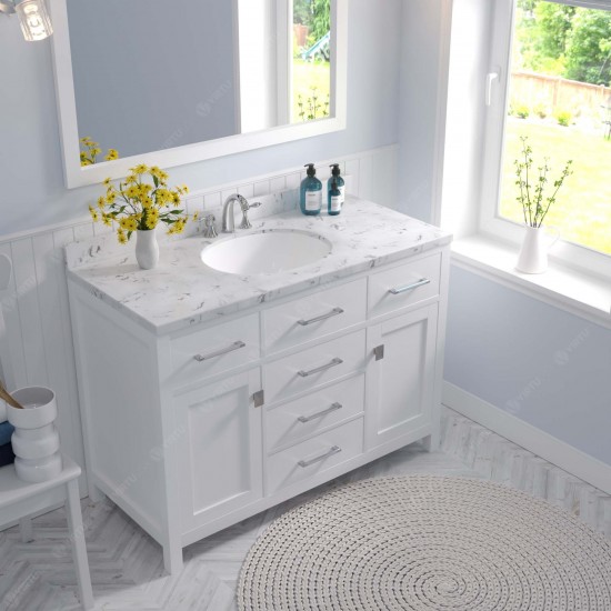 Caroline 48" Bath Vanity in White, Quartz Top, Sink, MS-2048-CMRO-WH