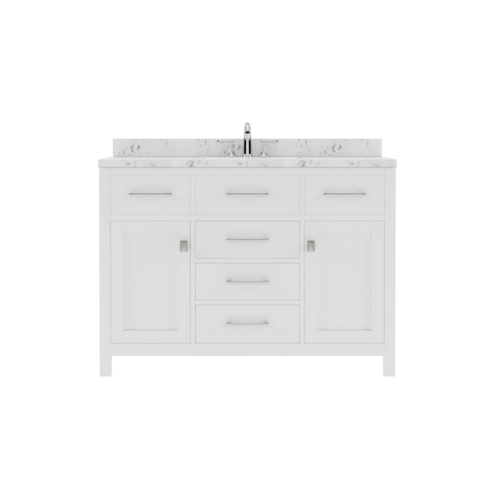 Caroline 48" Bath Vanity in White, Quartz Top, Sink, MS-2048-CMRO-WH-NM