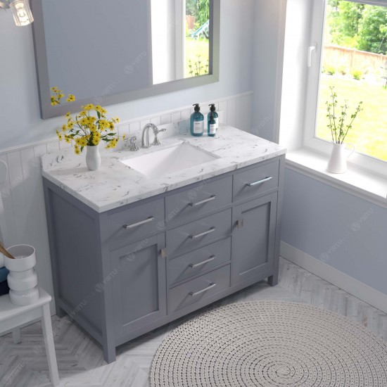 Caroline 48" Single Bath Vanity in Gray, Quartz Top, Sink, MS-2048-CMSQ-GR