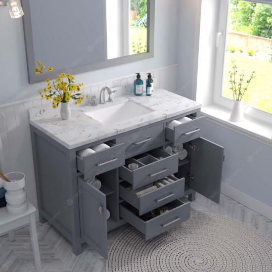 Caroline 48" Single Bath Vanity in Gray, Quartz Top, Sink, MS-2048-CMSQ-GR