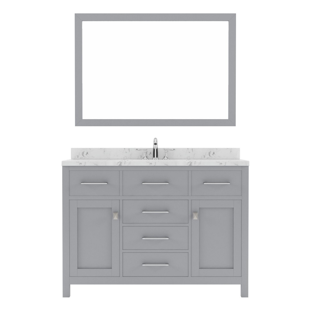 Caroline 48" Single Bath Vanity in Gray, Quartz Top, Sink, MS-2048-CMSQ-GR-002