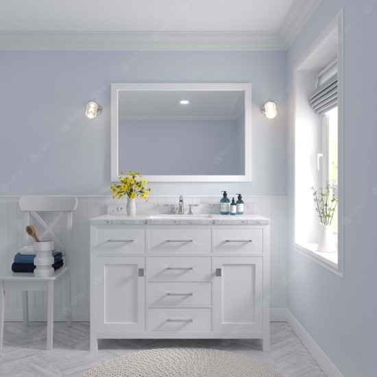 Caroline 48" Bath Vanity in White, Quartz Top, Sink, MS-2048-CMSQ-WH