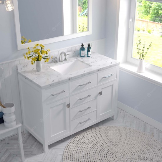 Caroline 48" Bath Vanity in White, Quartz Top, Sink, MS-2048-CMSQ-WH