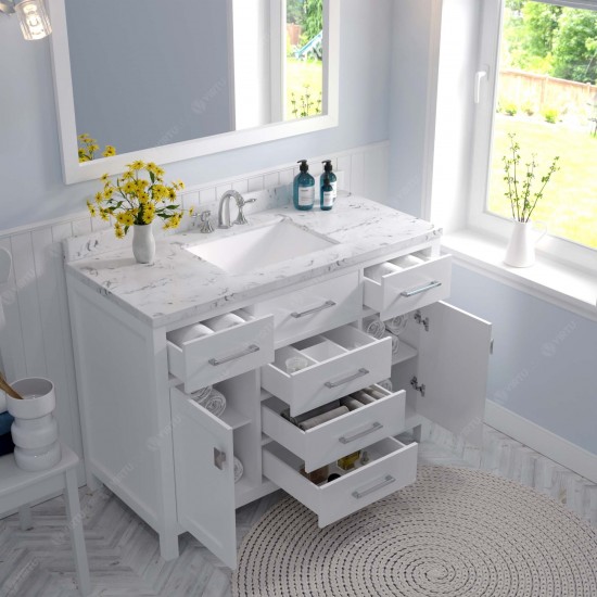 Caroline 48" Bath Vanity in White, Quartz Top, Sink, MS-2048-CMSQ-WH
