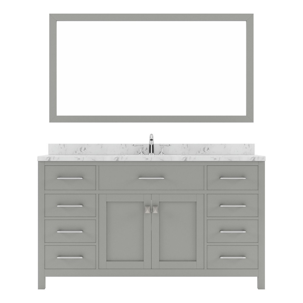 Caroline 60" Bath Vanity in Cashmere Gray, Quartz Top, Sink, MS-2060-CMRO-CG