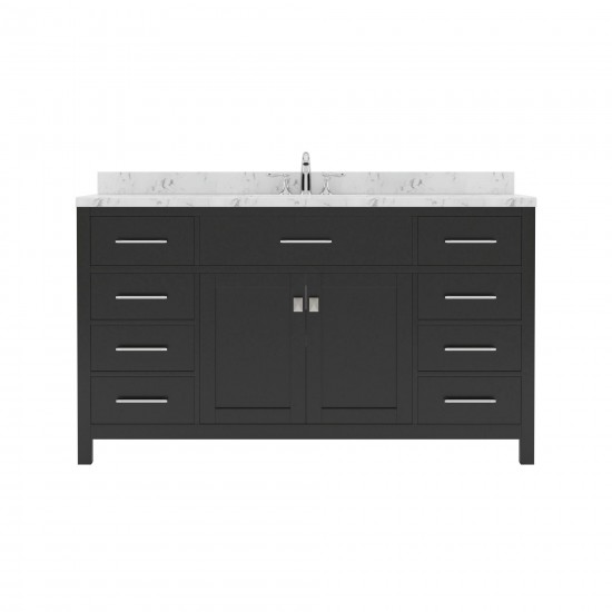 Caroline 60" Bath Vanity in Espresso, Quartz Top, Sink, MS-2060-CMRO-ES-NM