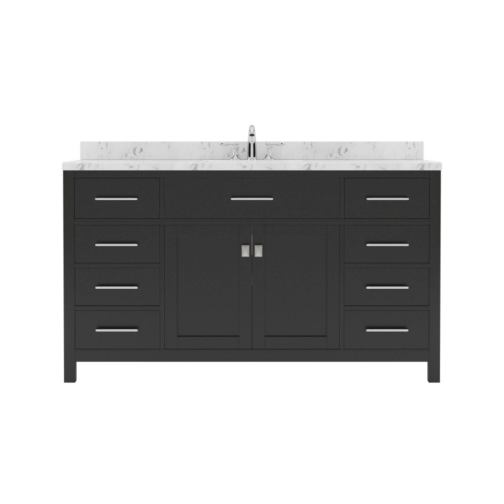 Caroline 60" Bath Vanity in Espresso, Quartz Top, Sink, MS-2060-CMRO-ES-NM