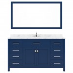 Caroline 60" Bath Vanity in French Blue, Quartz Top, Sink, MS-2060-CMRO-FB