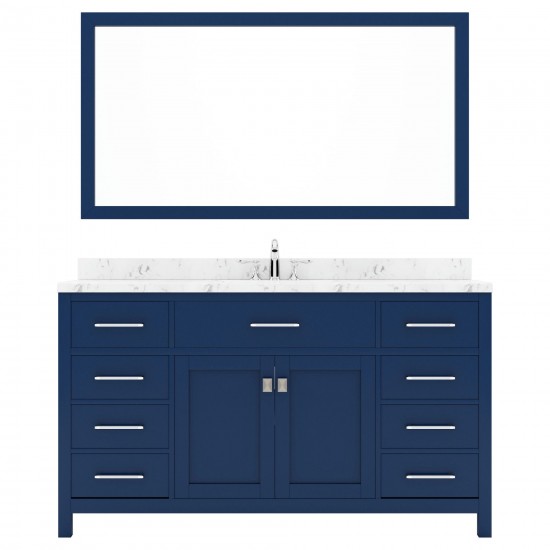 Caroline 60" Bath Vanity in French Blue, Quartz Top, Sink, MS-2060-CMRO-FB