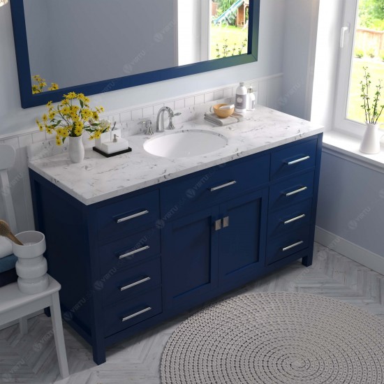 Caroline 60" Bath Vanity in French Blue, Quartz Top, Sink, MS-2060-CMRO-FB