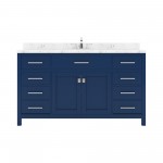 Caroline 60" Bath Vanity in French Blue, Quartz Top, Sink, MS-2060-CMRO-FB-NM