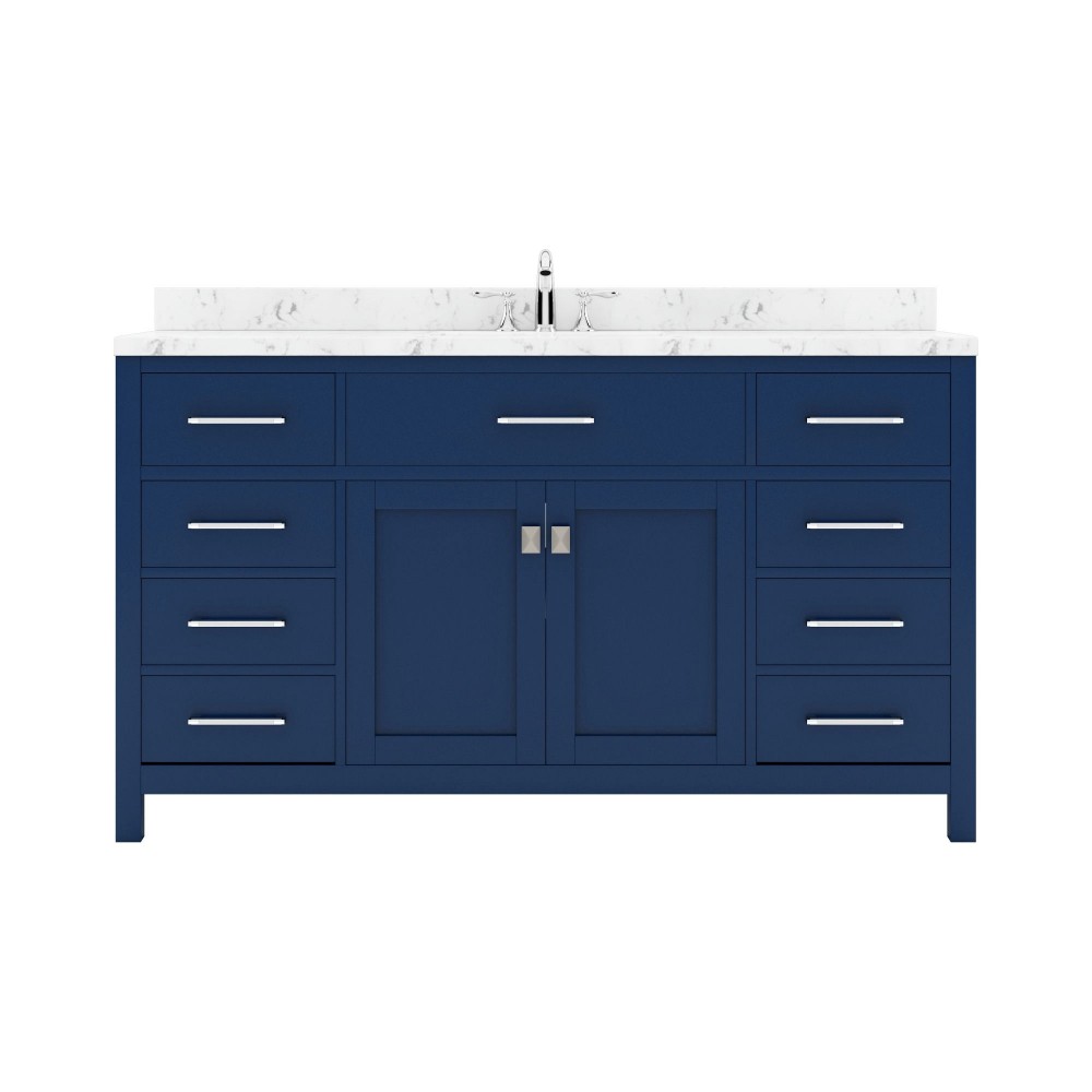 Caroline 60" Bath Vanity in French Blue, Quartz Top, Sink, MS-2060-CMRO-FB-NM