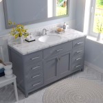 Caroline 60" Single Bath Vanity in Gray, Quartz Top, Sink, MS-2060-CMRO-GR-002