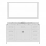 Caroline 60" Bath Vanity in White, Quartz Top, Sink, MS-2060-CMRO-WH