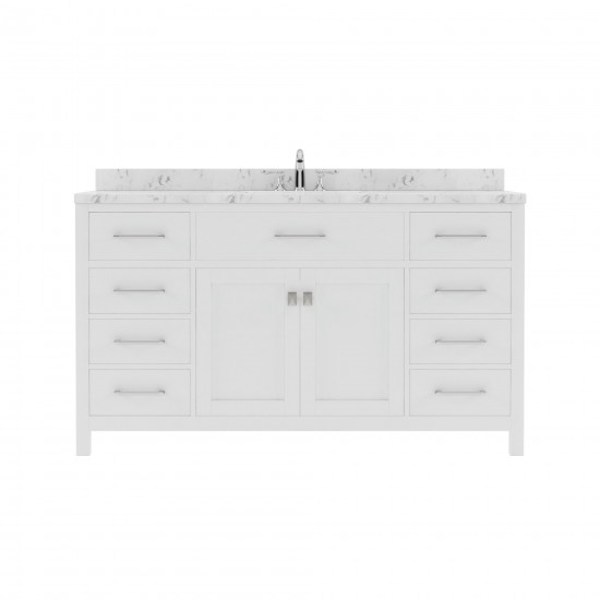 Caroline 60" Bath Vanity in White, Quartz Top, Sink, MS-2060-CMRO-WH-NM