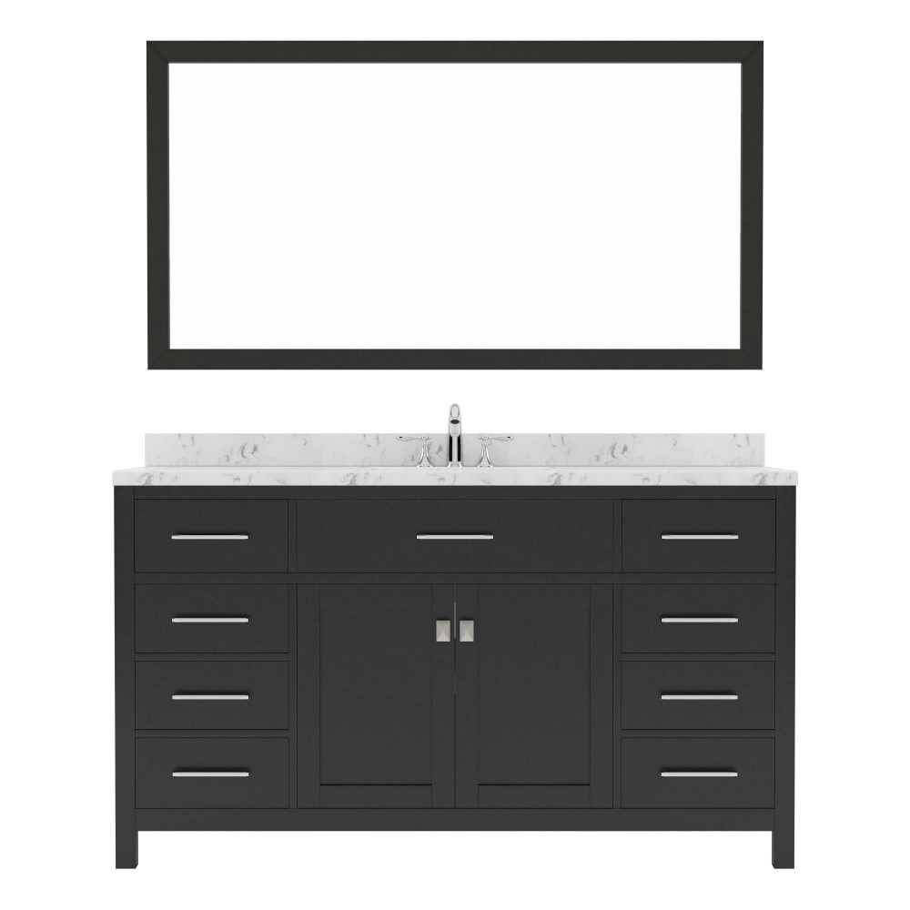 Caroline 60" Bath Vanity in Espresso, Quartz Top, Sink, MS-2060-CMSQ-ES