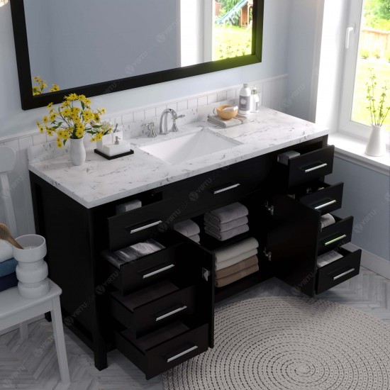 Caroline 60" Bath Vanity in Espresso, Quartz Top, Sink, MS-2060-CMSQ-ES-001