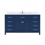 Caroline 60" Bath Vanity in French Blue, Quartz Top, Sink, MS-2060-CMSQ-FB-NM
