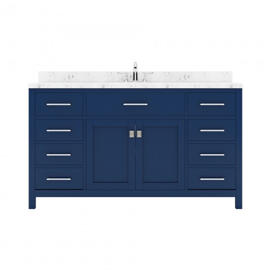 Caroline 60" Bath Vanity in French Blue, Quartz Top, Sink, MS-2060-CMSQ-FB-NM