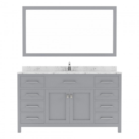 Caroline 60" Single Bath Vanity in Gray, Quartz Top, Sink, MS-2060-CMSQ-GR