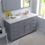 Caroline 60" Single Bath Vanity in Gray, Quartz Top, Sink, MS-2060-CMSQ-GR