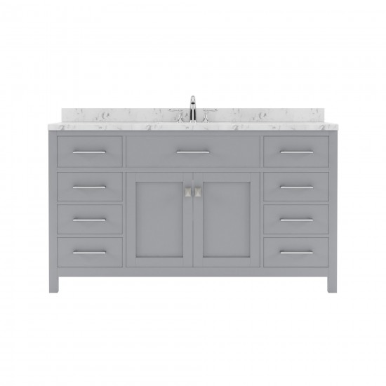 Caroline 60" Single Bath Vanity in Gray, Quartz Top, Sink, MS-2060-CMSQ-GR-NM