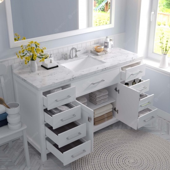 Caroline 60" Bath Vanity in White, Quartz Top, Sink, MS-2060-CMSQ-WH-001