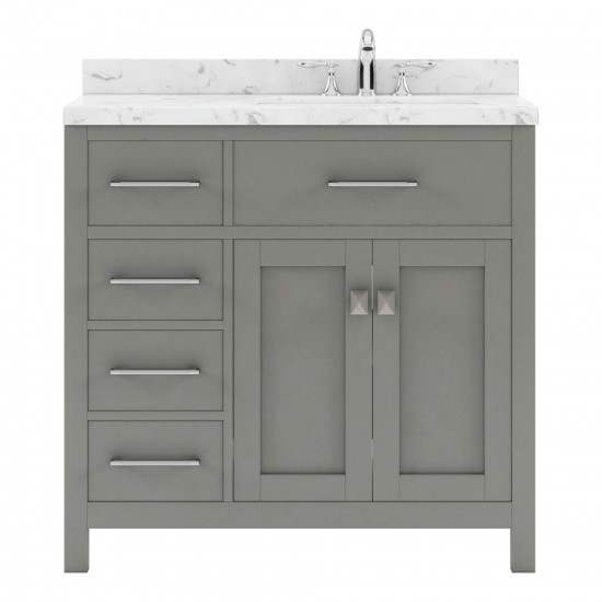 Caroline Parkway 36" Bath Vanity in Gray, Quartz Top, Sink, MS-2136L-CMRO-CG-NM