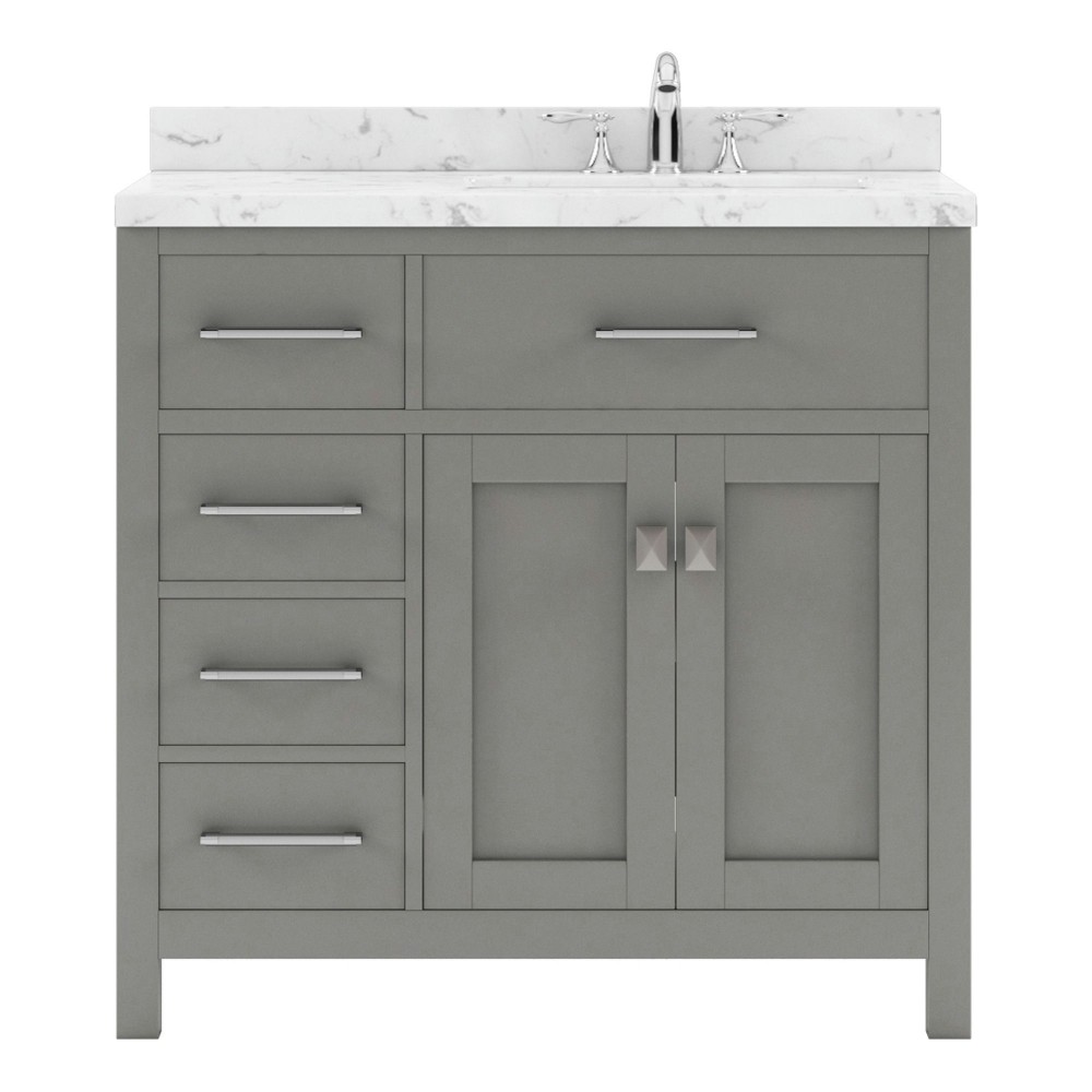 Caroline Parkway 36" Bath Vanity in Gray, Quartz Top, Sink, MS-2136L-CMRO-CG-NM