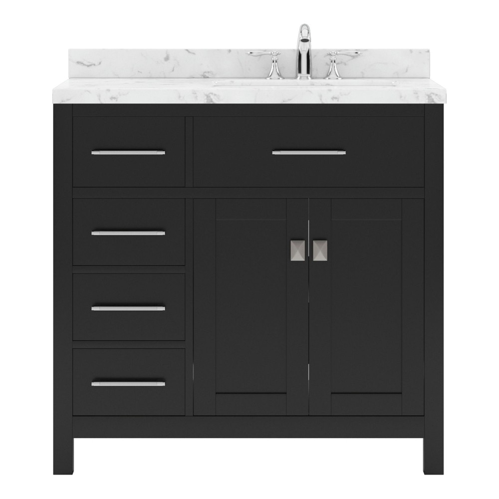 Caroline Parkway 36" Bath Vanity Espresso, Quartz Top, Sink, MS-2136L-CMRO-ES-NM