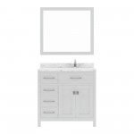 Caroline Parkway 36" Bath Vanity in White, Quartz Top, Sink, MS-2136L-CMRO-WH