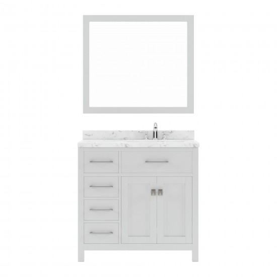 Caroline Parkway 36" Bath Vanity White, Quartz Top, Sink, MS-2136L-CMRO-WH-001