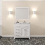 Caroline Parkway 36" Bath Vanity White, Quartz Top, Sink, MS-2136L-CMRO-WH-001