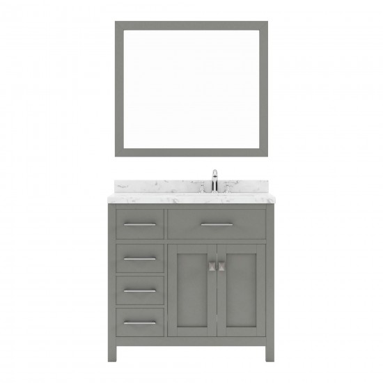 Caroline Parkway 36" Bath Vanity in Gray, Quartz Top, Sink, MS-2136L-CMSQ-CG-001