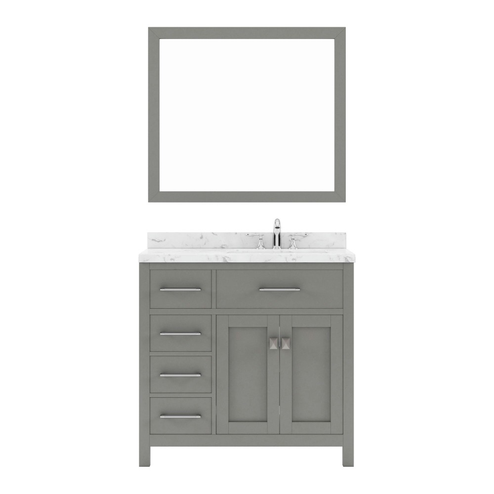 Caroline Parkway 36" Bath Vanity in Gray, Quartz Top, Sink, MS-2136L-CMSQ-CG-001