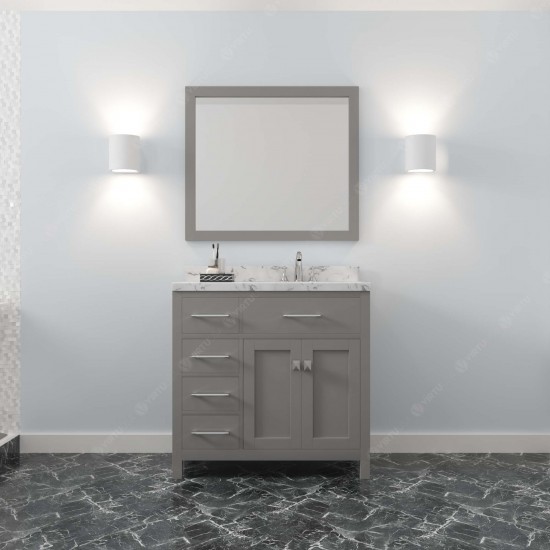 Caroline Parkway 36" Bath Vanity in Gray, Quartz Top, Sink, MS-2136L-CMSQ-CG-001