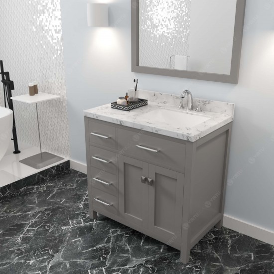 Caroline Parkway 36" Bath Vanity in Gray, Quartz Top, Sink, MS-2136L-CMSQ-CG-001