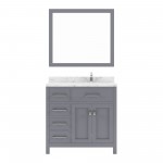 Caroline Parkway 36" Bath Vanity in Gray, Quartz Top, Sink, MS-2136L-CMSQ-GR-001