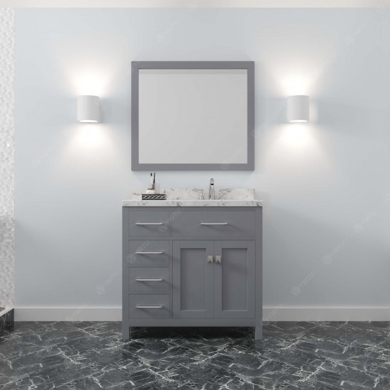 Caroline Parkway 36" Bath Vanity in Gray, Quartz Top, Sink, MS-2136L-CMSQ-GR-001