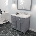 Caroline Parkway 36" Bath Vanity in Gray, Quartz Top, Sink, MS-2136L-CMSQ-GR-001