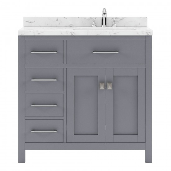 Caroline Parkway 36" Bath Vanity in Gray, Quartz Top, Sink, MS-2136L-CMSQ-GR-NM
