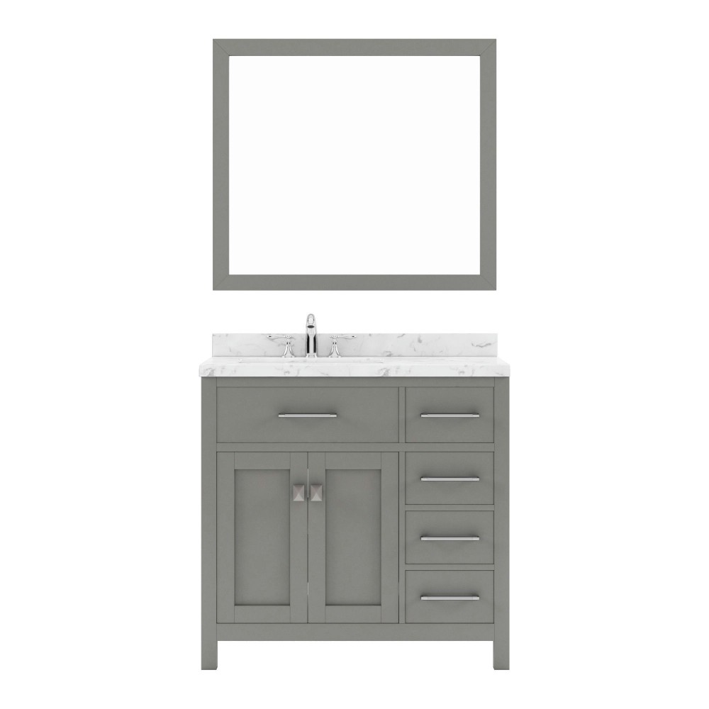 Caroline Parkway 36" Bath Vanity in Gray, Quartz Top, Sink, MS-2136R-CMRO-CG-001