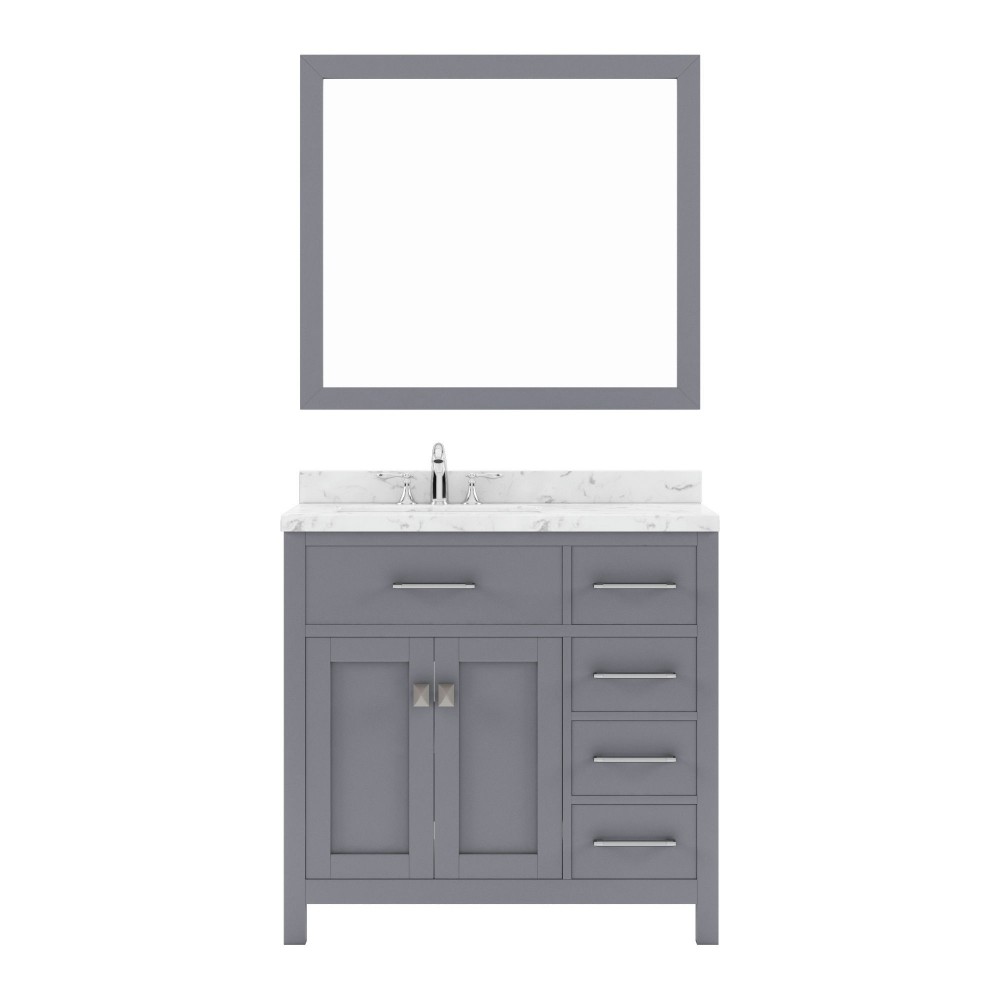 Caroline Parkway 36" Bath Vanity in Gray, Quartz Top, Sink, MS-2136R-CMRO-GR