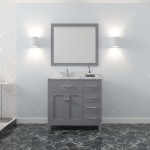 Caroline Parkway 36" Bath Vanity in Gray, Quartz Top, Sink, MS-2136R-CMRO-GR