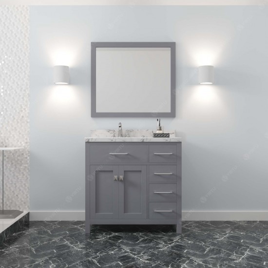 Caroline Parkway 36" Bath Vanity in Gray, Quartz Top, Sink, MS-2136R-CMRO-GR-002