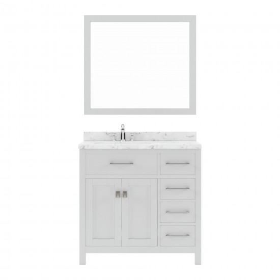 Caroline Parkway 36" Bath Vanity in White, Quartz Top, Sink, MS-2136R-CMRO-WH