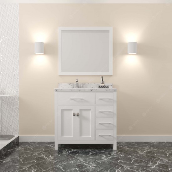 Caroline Parkway 36" Bath Vanity in White, Quartz Top, Sink, MS-2136R-CMRO-WH